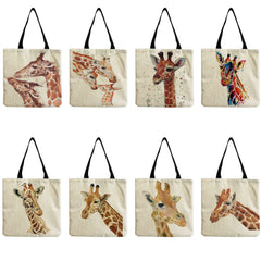 Giraffe Print Beach Bag Shoulder Shopper Eco-Friendly Travel Customizable
