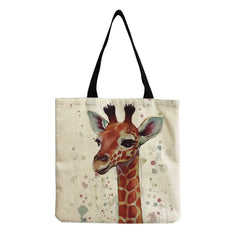 Giraffe Print Beach Bag Shoulder Shopper Eco-Friendly Travel Customizable