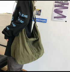 Canvas Women Bag Vintage Cotton Bucket Soft Casual Tote Bag Shoulder Bag