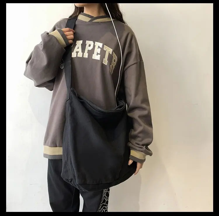 Canvas Women Bag Vintage Cotton Bucket Soft Casual Tote Bag Shoulder Bag