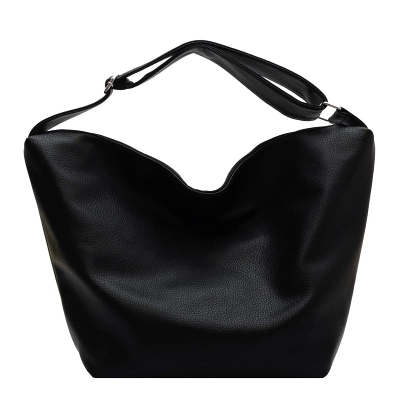 Vintage Women Large Leather Crossbody Bag Hobo Handbag