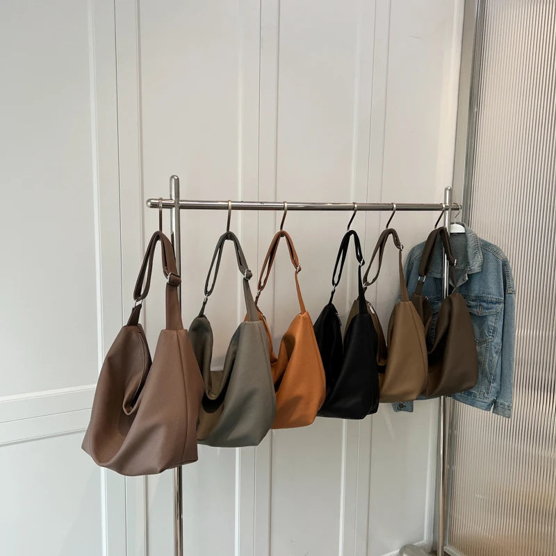 Vintage Women Large Leather Crossbody Bag Hobo Handbag