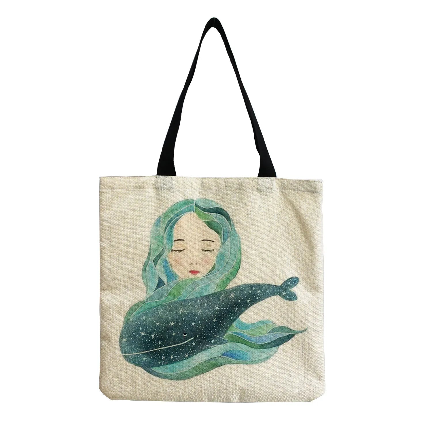 Whale Sea Series Beach Tote Bag - High Capacity Customizable - Eco Friendly