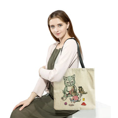 Eco Friendly Print Tote Bag Cartoon Cat Folding Travel Beach Handbag