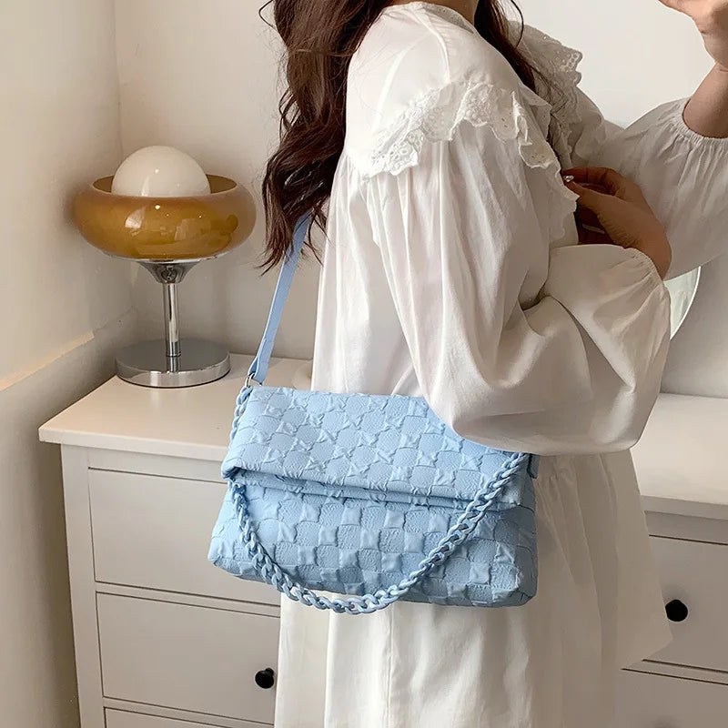 Soft Canvas Women Shoulder Bag Crossbody Chain