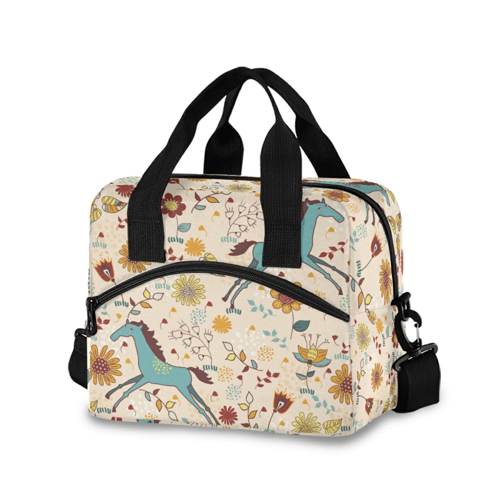 Horse Print Food Thermal Lunch Box Bag Durable Insulated Case