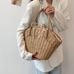 Summer Shoulder Handbags High Capacity Totes for Women Picnic Bucket Purses