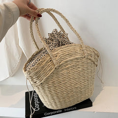 Summer Shoulder Handbags High Capacity Totes for Women Picnic Bucket Purses
