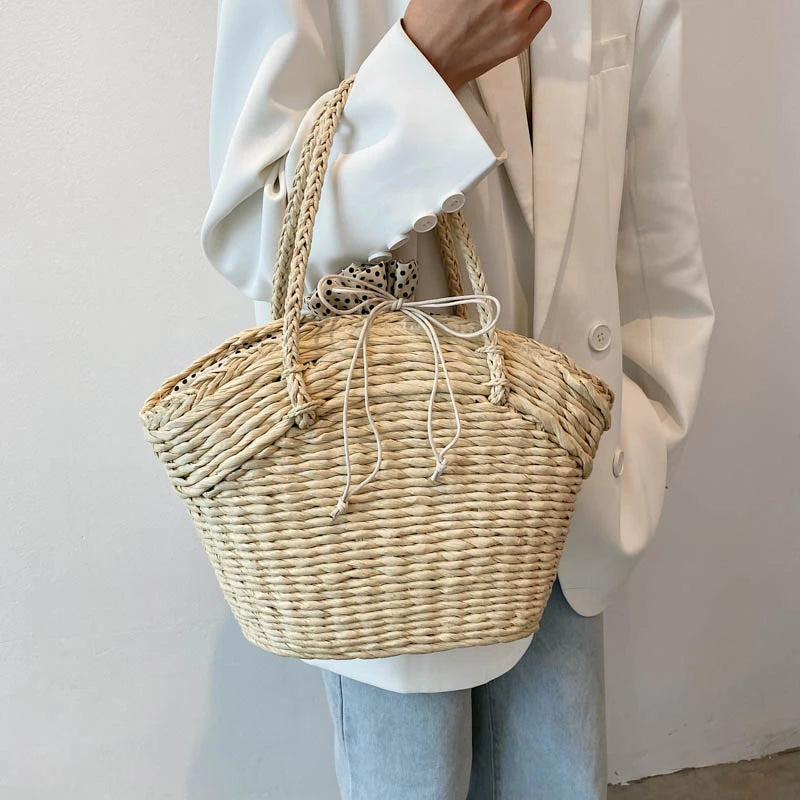 Summer Shoulder Handbags High Capacity Totes for Women Picnic Bucket Purses