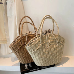 Summer Shoulder Handbags High Capacity Totes for Women Picnic Bucket Purses