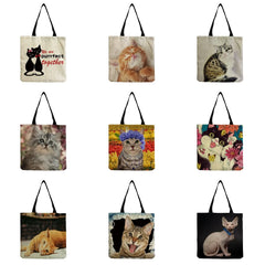 Cat Print Eco Reusable Shopping Bag for Women
