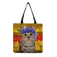 Cat Print Eco Reusable Shopping Bag for Women