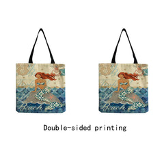 High Capacity Mermaid Printed Eco Friendly Foldable Tote Bag