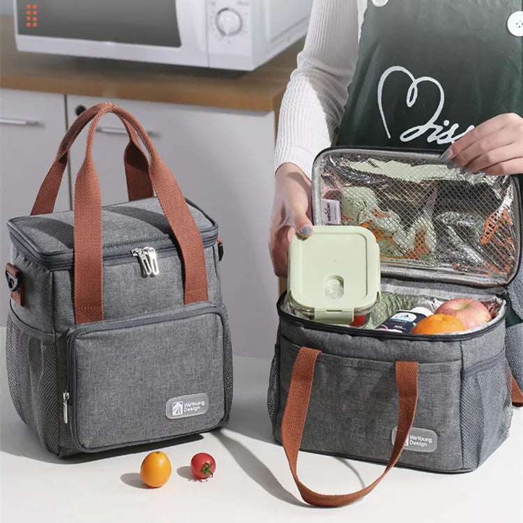 High Capacity Lunch Bag for Women Outdoor Camping Hiking Food Thermal Pouch