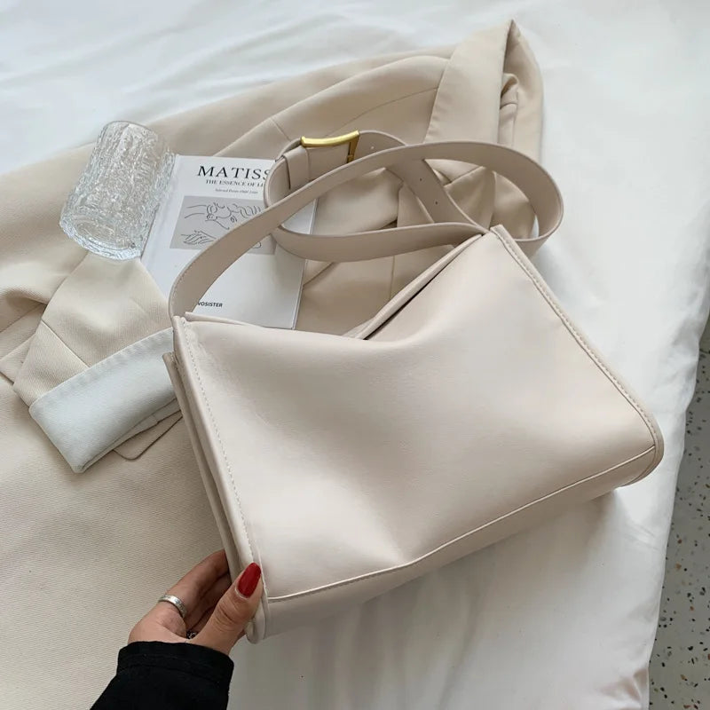 High Capacity PU Leather Shoulder Bags for Women Solid Female Crossbody Bag Hand
