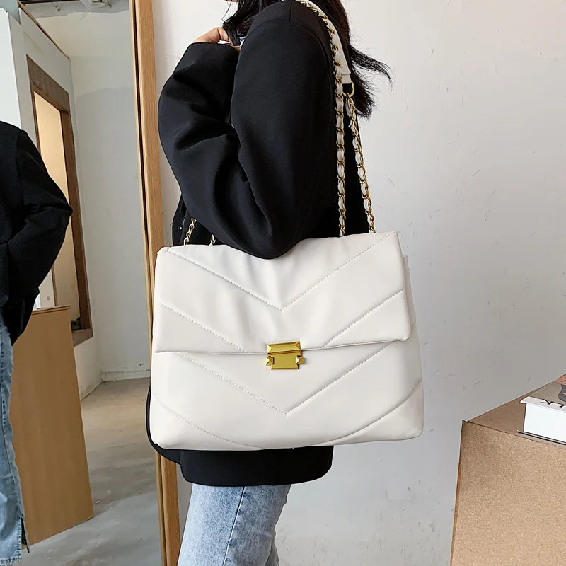 Vintage Leather Women Shoulder Crossbody Bags Chain Handbags