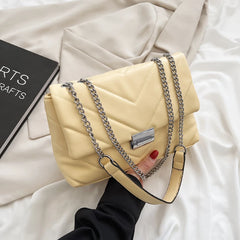 Vintage Chain Crossbody Bags - High Capacity PU Leather Women Shoulder Handbags
