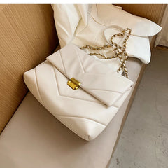 Vintage Chain Crossbody Bags - High Capacity PU Leather Women Shoulder Handbags