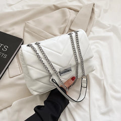 Vintage Chain Crossbody Bags - High Capacity PU Leather Women Shoulder Handbags