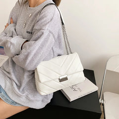 High Capacity PU Leather Women Shoulder Crossbody Bags Chain Vintage Handbags