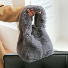 High Capacity Plush Bucket Bag Women Handbags Latest Style Shoulder Bags