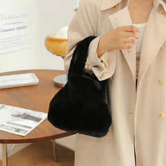 High Capacity Plush Bucket Bag Women Handbags Latest Style Shoulder Bags