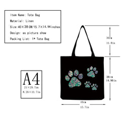 Cat Paw Print Shoulder Bag Eco Friendly Women Travel Beach Bag