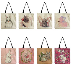 Rabbit Print Shoulder Bag Eco-Friendly Tote