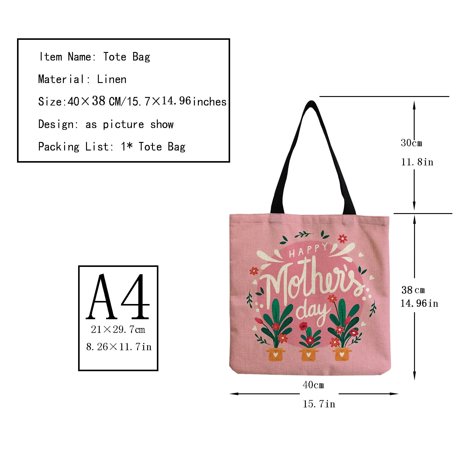 Floral Printed High Capacity Shoulder Bag Eco Friendly School Teacher Gift