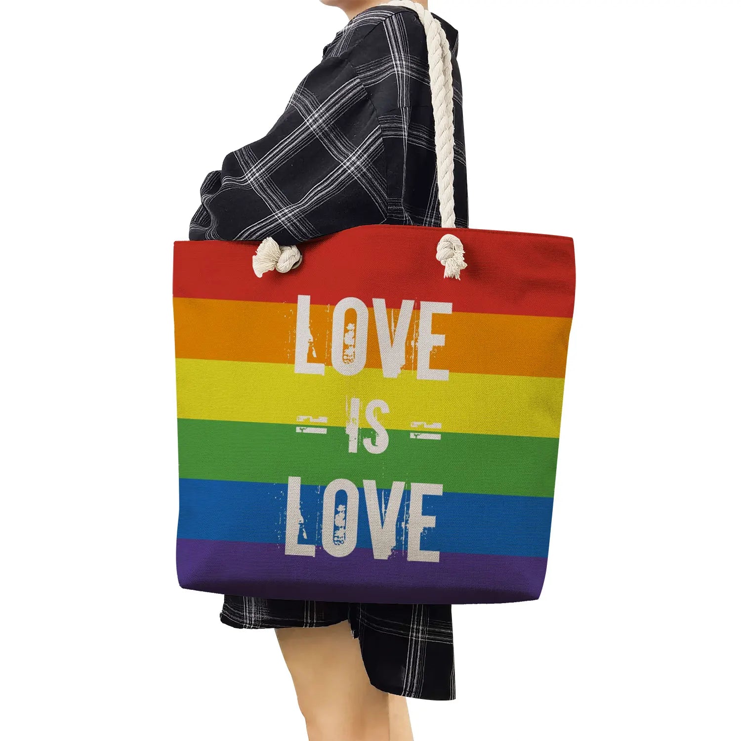 Love is Love Rainbow Totebag, Women's Graphic Bag