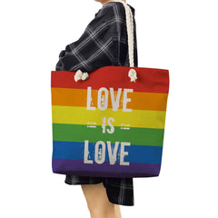 Love is Love Rainbow Totebag, Women's Graphic Bag