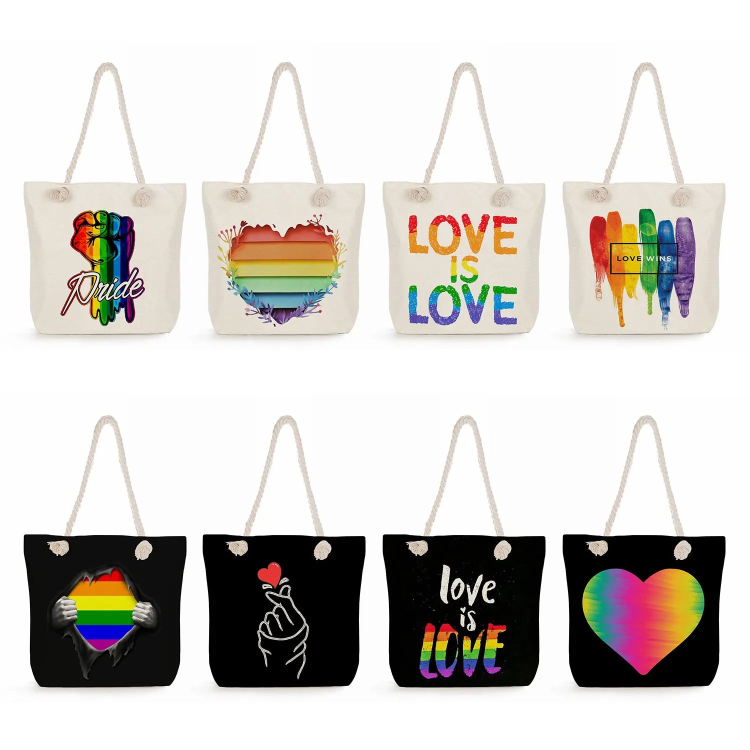 Love is Love Rainbow Totebag, Women's Graphic Bag
