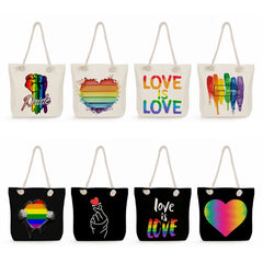 Love is Love Rainbow Totebag, Women's Graphic Bag