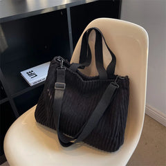Soft Corduroy Shoulder Crossbody Bag for Women Large Tote Handbag