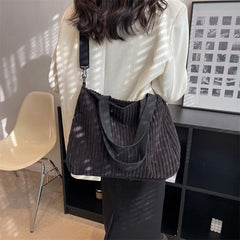 Soft Corduroy Shoulder Crossbody Bag for Women Large Tote Handbag