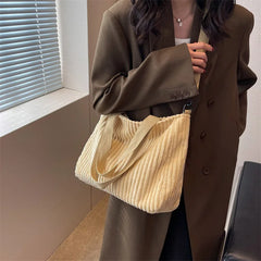 Soft Corduroy Shoulder Crossbody Bag for Women Large Tote Handbag