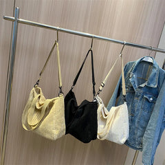 Soft Corduroy Shoulder Crossbody Bag for Women Large Tote Handbag