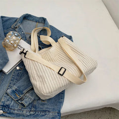 Soft Corduroy Shoulder Crossbody Bag for Women Large Tote Handbag