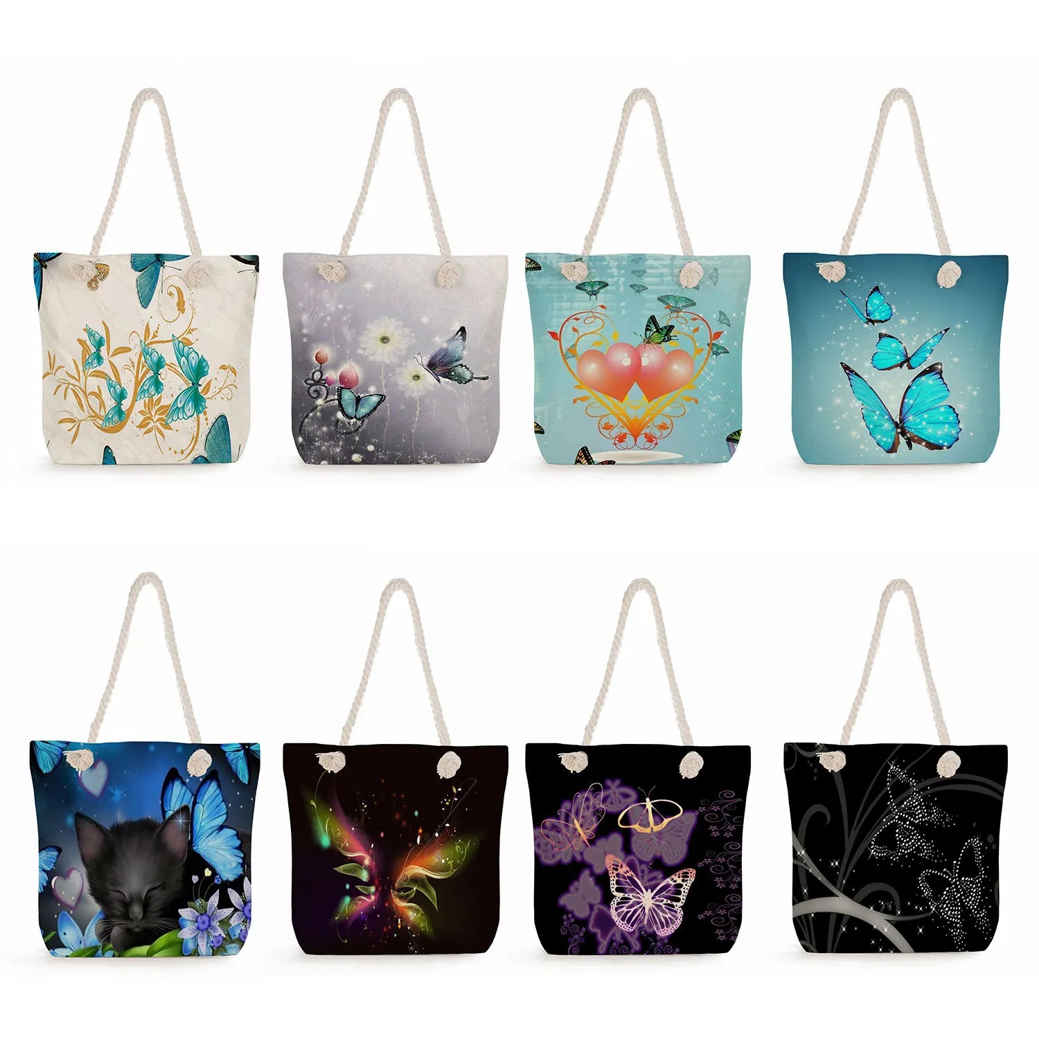 Butterfly Floral Print Shoulder Bag for Women