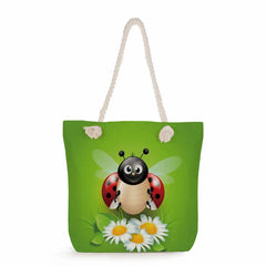 Thick Rope Shoulder Bag Summer Beach Tote Eco Reusable Ladybug Handbag