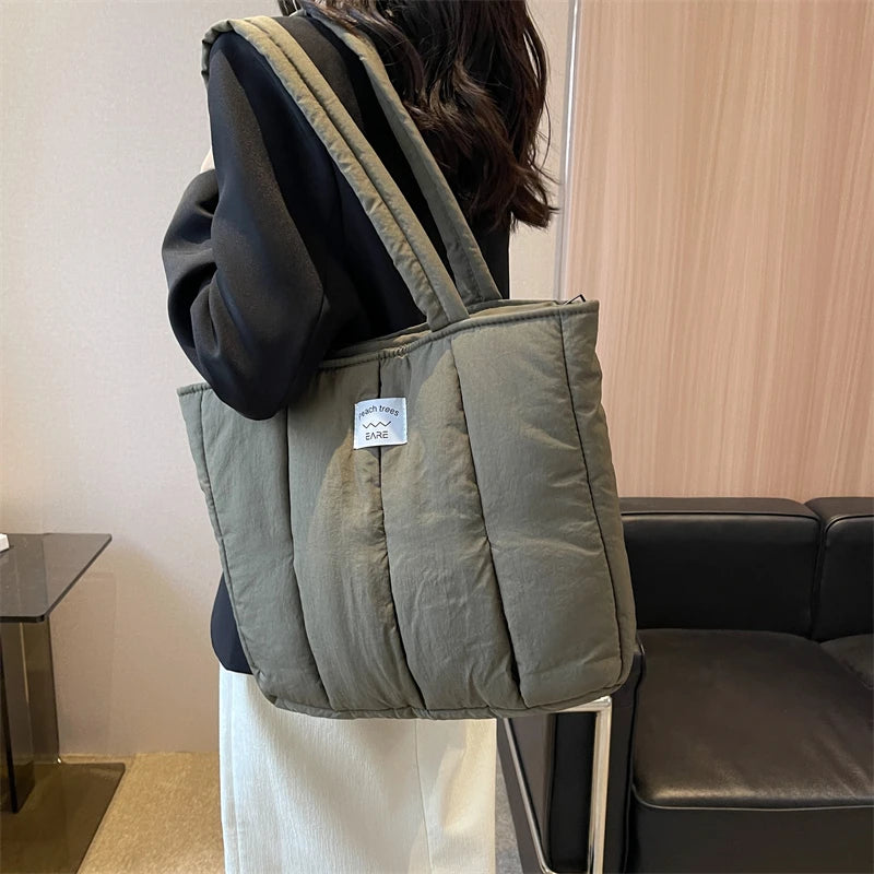 Women's High Capacity Tote Bag Cloth Top Handle Shopper Shoulder Handbag