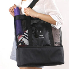 Women Mesh Transparent Bag Double-layer Heat Preservation Picnic Beach Tote