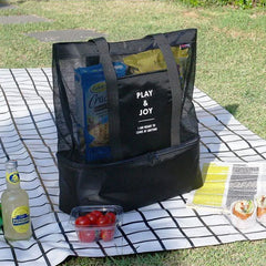 Large Capacity Mesh Transparent Bag Double-layer Heat Preservation Picnic
