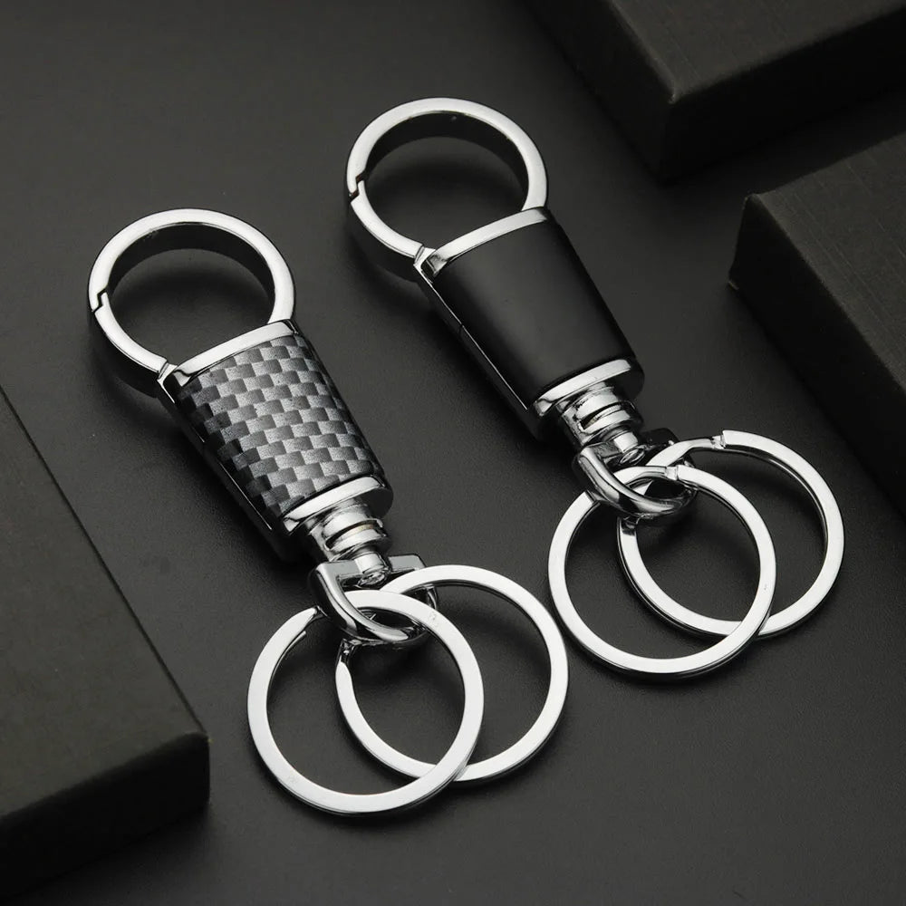 Double Ring Keychain Metal 360 Rotatable Key Holder Men's Waist Car Keyring