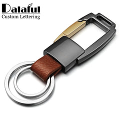 High-Grade Leather Keychain Alloy Personalized Lettering Business Men