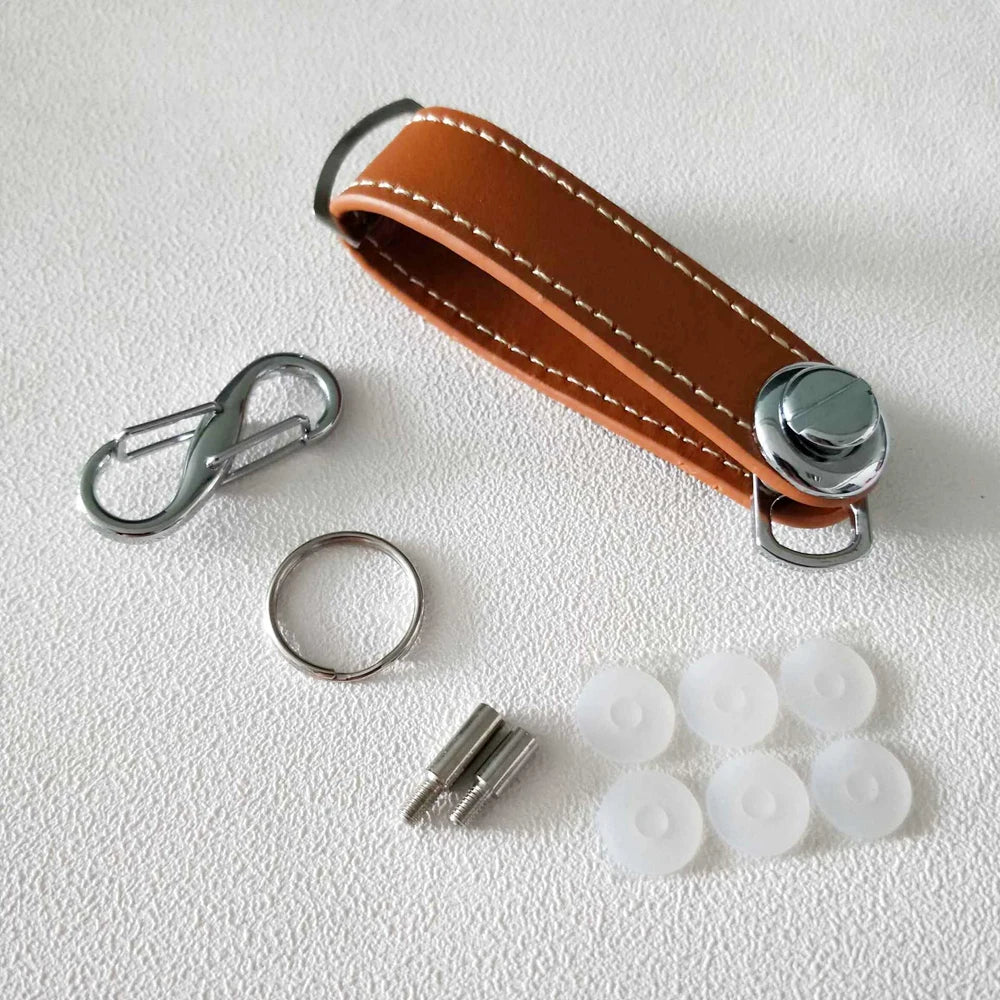 Leather Keychain Car Key Rings Holder Case Key Organizer Bag