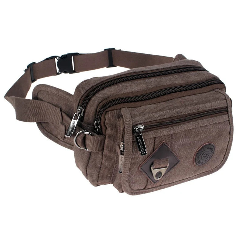 Casual Canvas Messenger Bags Waist Packs Portable Vintage Men Waist Bags