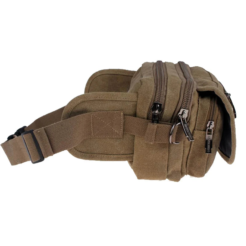 Casual Canvas Messenger Bags Waist Packs Portable Vintage Men Waist Bags