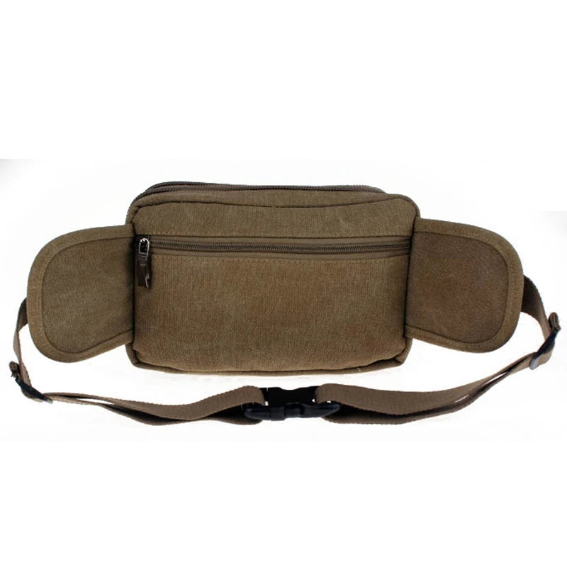 Casual Canvas Messenger Bags Waist Packs Portable Vintage Men Waist Bags