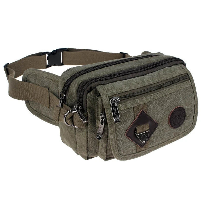 Casual Canvas Messenger Bags Waist Packs Portable Vintage Men Waist Bags